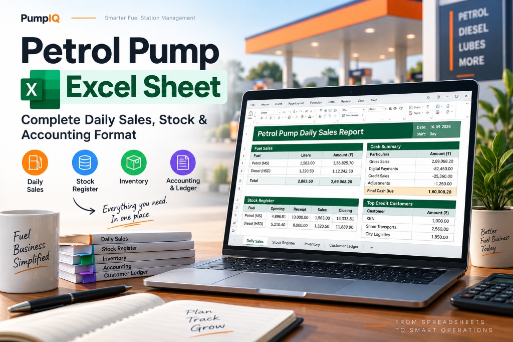 Petrol Pump Excel Sheet: Complete Daily Sales, Lubes, Stock & Accounting Format