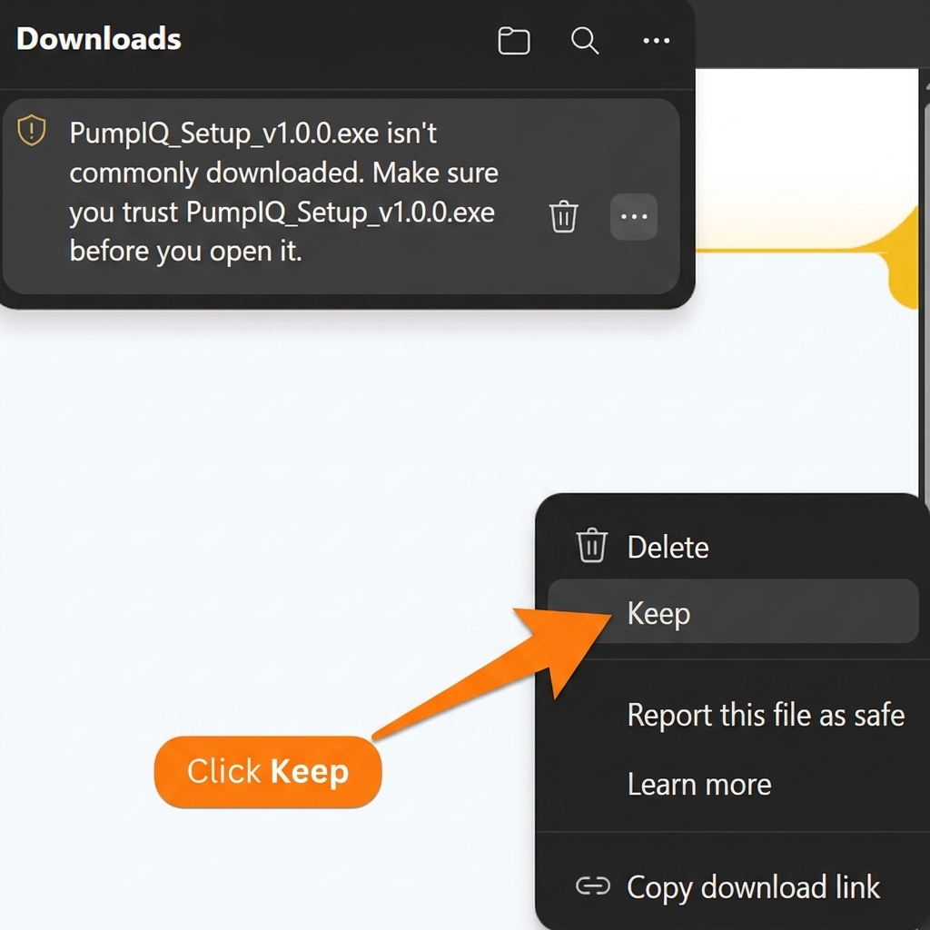 Step 2: Edge download options list. Click on 'Keep'.